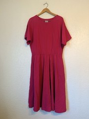 Aries Taurus Vintage Dress Medium Magenta Pink Cotton Oversized Batwing Sleeve