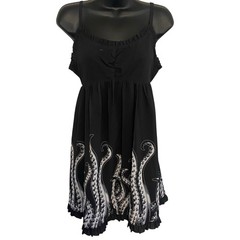 Sourpuss Tentacles Dolly Dress Womens Sz Medium Black Octopus Retro Punk Pinup
