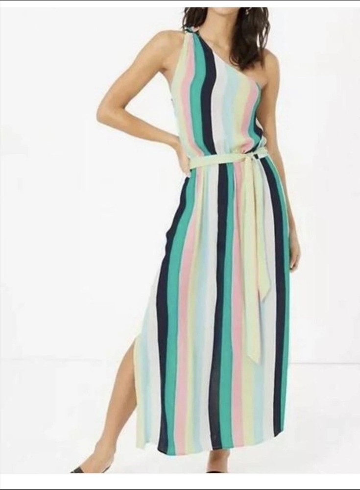 M&S Collection one shoulder multi coloured beach dress size 20 Excellent summer