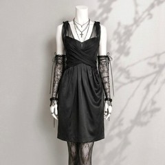 BCBG Max Azria Black Silk Blend Mini Dress 4 Gathered Whimsigoth Sheath