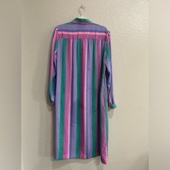 Vintage Schrader Sport Blue Green Purple Striped Long Sleeve Belt Women&rsquo;s Sz 16