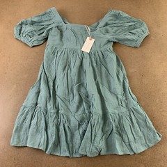 In Loom Women&rsquo;s Size Small Green Cotton Square Neck Short Sleeve Dress NWT