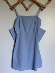 TCEC Light Blue Square Neck Strappy Mini Dress w/ Bow Detail Adjustable Size S