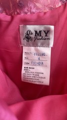 Fuchsia Strapless Floral Beaded Long Gown Dress Size 4