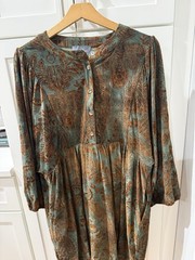 Hudson Gray XL Green Brown Velvet Lined Cut Out Dress Knee Length Long Sleeves