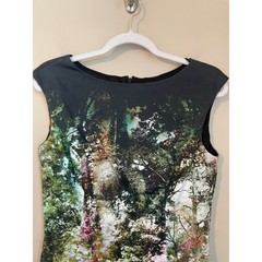 Kay Unger NY Forest Tree Print Sheath Dress Multicolor Size 8