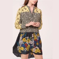 Sandro Paris Patchwork Silk Floral Mini Dress Size 1 S – Boho French Girl