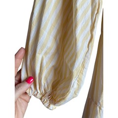 H&M Oversized Butter Yellow & White Striped Peasant Dress Women’s SMALL Coastal