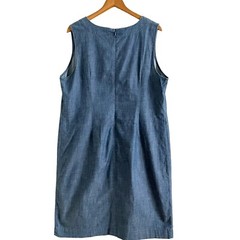 Talbots Chambray Midi Shift Dress 14W Blue Nautical Coastal Beachy Casual