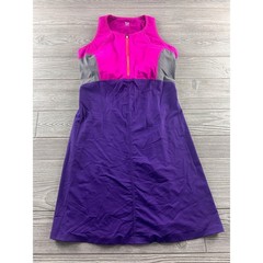 Title Nine Diamalete Athletic Dress Purple Pink Grey Colorblock Quarter Zip S