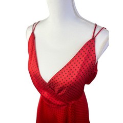 Zara Red Polka Dot Mini Moroccan Dress Open Back Tie Spaghetti Strap Party Small