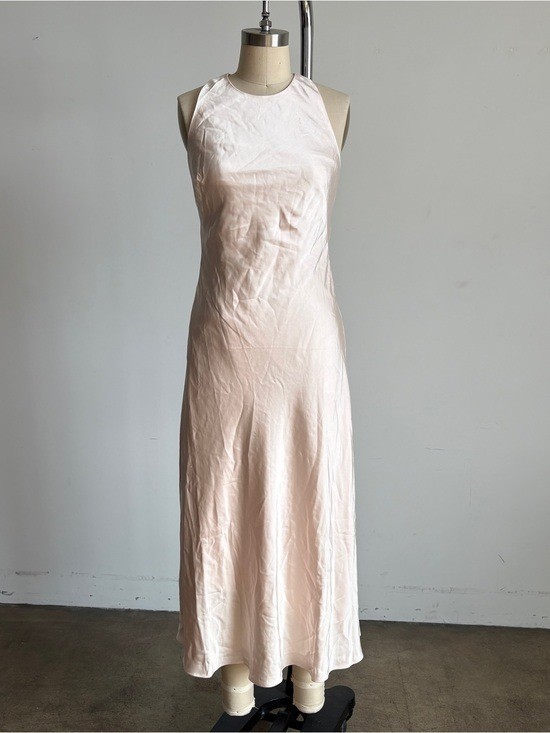 $337 New KEEPSAKE the Label “Sahara” Satin Midi Dress in Oyster Pink Sz 4