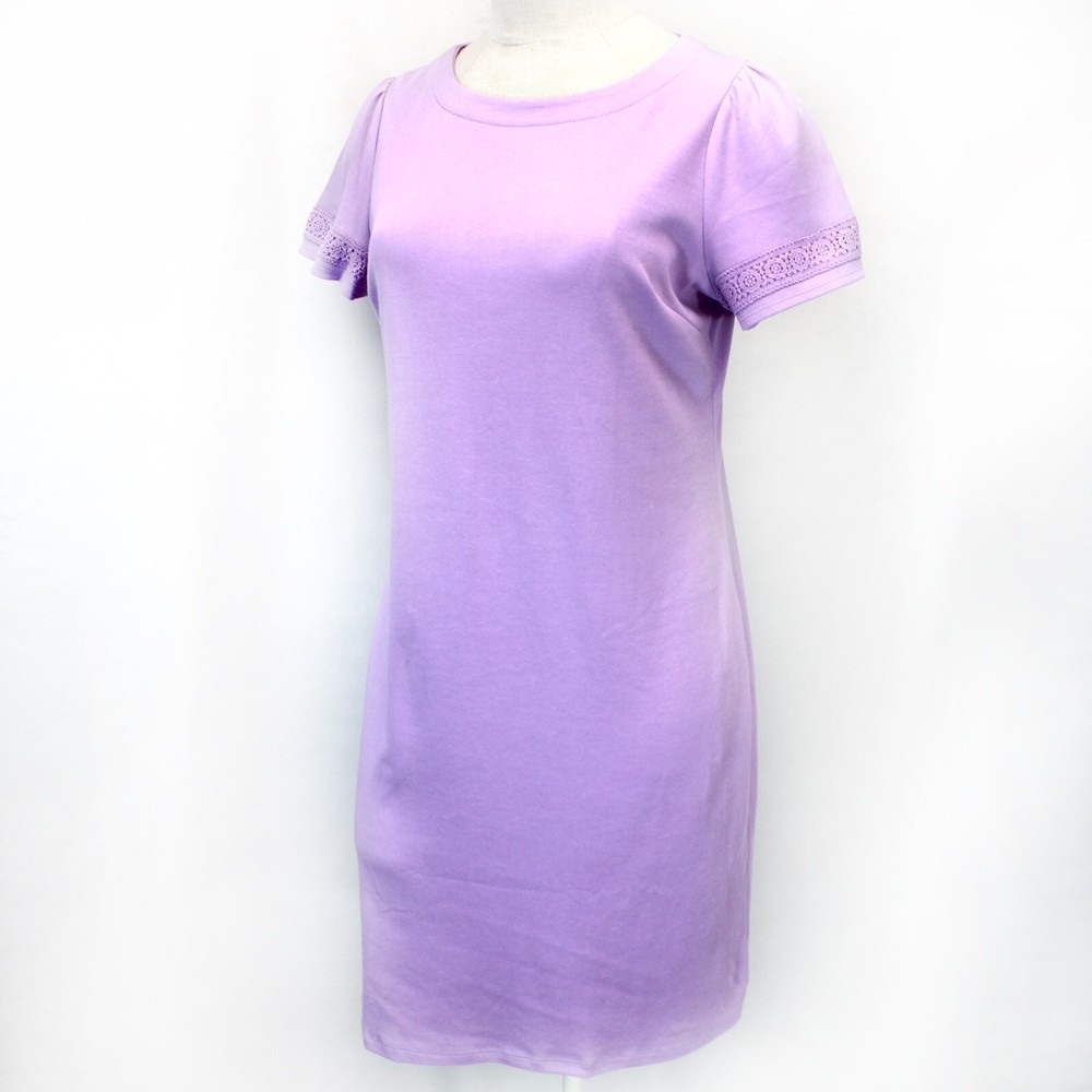 Talbots Plus Lavender Cotton Short Sleeve Boat Neck Mini Dress, Size 0X Petite