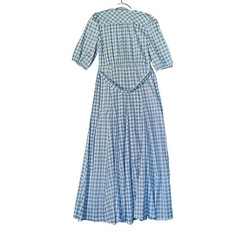 Taylor size 4 Small Blue Gingham Button Front Dress with Bow Silky NWOT