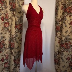 Speechless Red Glitter Halter Dress Handkerchief Hem Shimmer Prom Party Size 7