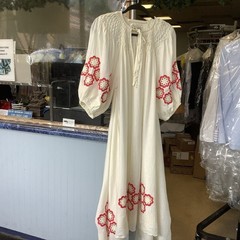Innika Choo Hugh Jesmok Linen Midi Dress White Size One Fit S-M.Pre-Owned