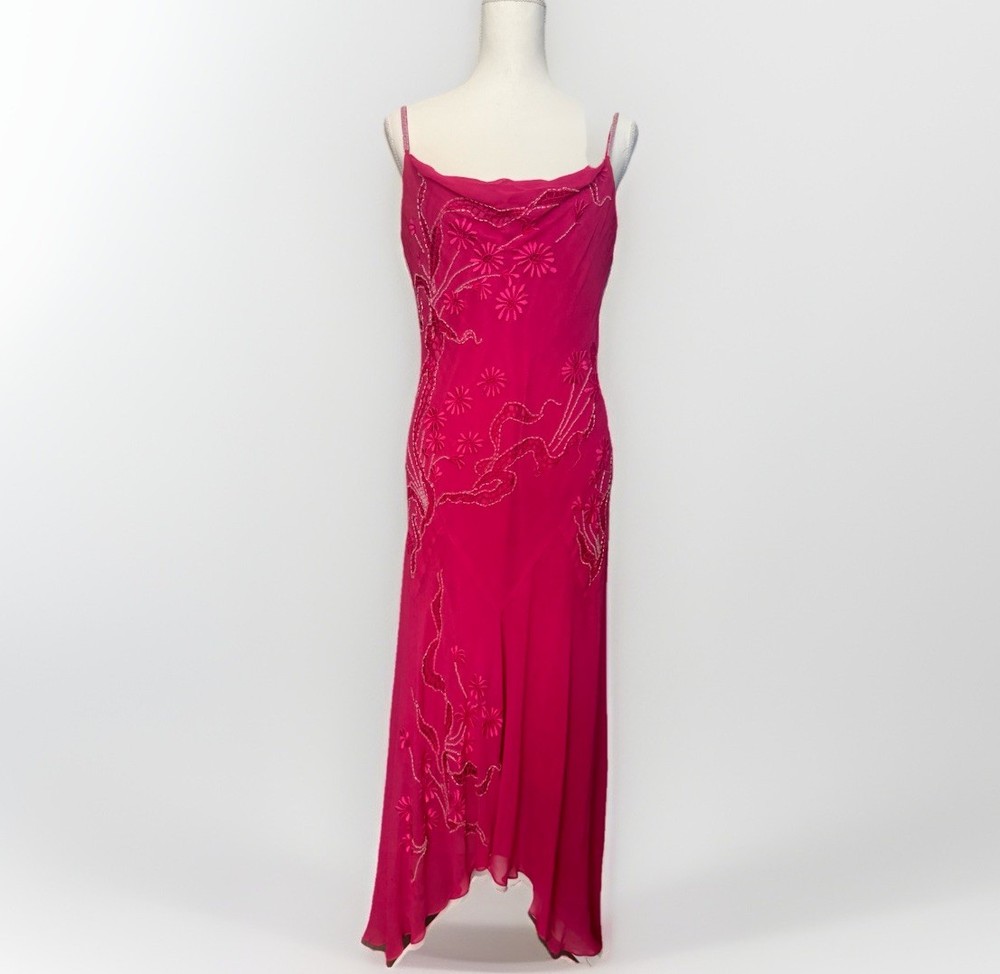 Vintage RARE Cache Silk Pink Beaded Fairy Gown Size 12 *SEE DESCRIPTION