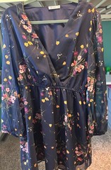 Cupshe dress. Size XL. Blue with floral print. Sheer sleeves. Never worn.