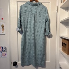 Boden Sz 8 Long Jenna Jersey Shirt Dress Green Gray 100% Cotton Geometric CB