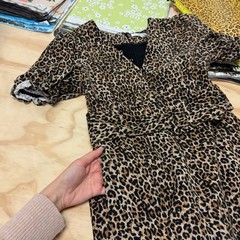 Marissa Webb The Carly Leopard Micro Corduroy Mini Belted Dress Animal Print Sz6