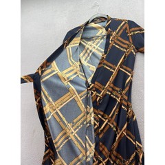 VTG The Limited Navy Equestrian Belt Print Faux Wrap Dress XS Three Quarter Slv