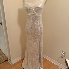Windsor White Strapless Silver Sequin Dress