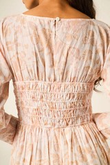 La Marigold Delfina Dress Romantic Petal Pink Floral Smocked Midi Voile XS NWT