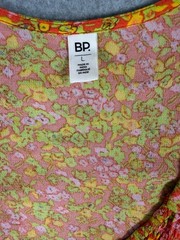 BP Size Lg V-Neck Long Sleeve Babydoll Minidress Tunic Orange Floral SKU 214