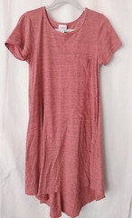 Lularoe Carly Dress Round Neck Short Slv Hi Lo Hemline Pink Blk Marled XS #14911