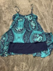 Free People Eternal Spring Mini Dress Floral Navy/Teal Flowy Boho Size XS