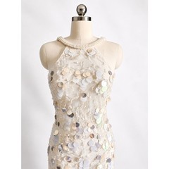 Mac Duggal Porcelain Crystal Embellished Cascade Open Back Gown Size 2