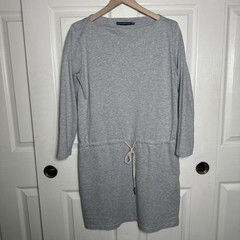 Ralph Lauren Sport Dress Tunic Top Gray Long Sleeve Tie Waist Sz Medium Tennis