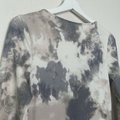 Fourteenth Place Tie Dye Long Sleeve Button Down Ribbed Midi Dress S
