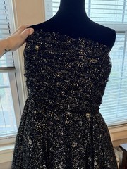 Torrid Betsey Johnson Black/Gold Glitter Strapless Fit & Flare Tulle 14