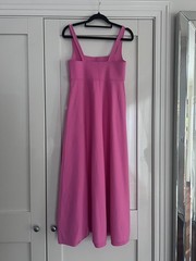 Scanlan Theodore Midi Dres Crepe Knit Square Neck Pink Size M