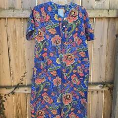 Batik Dress Women&rsquo;s 36 Medium Pullover Floral Kencana Ungu Multicolor Blue New