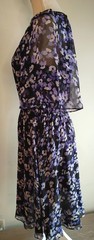 Kate Spade Chiffon Dress 100% Silk sz Med NWT $428 Short Hydrangea Purple Black