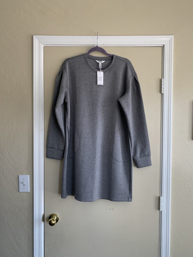 Spanx Air Essentials Heather Gray Crew Neck Dress Sz.L Sporty Luxurious Comfort