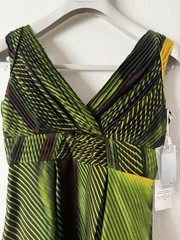 BILL BLASS 100% Silk Lined Green Multi Color Palm Gown Size 2 Made U.S.A