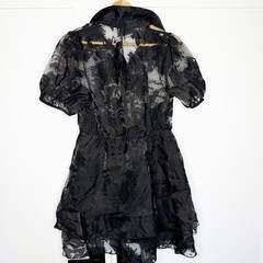 Disturbia Spectre Layered Mini Shirt Dress 8 black sheer lace cottagegoth tulle