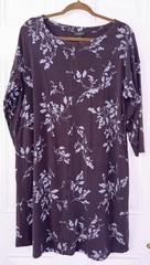 J Jill Wearever PL Petites Plum Floral Soft Knit Dress 1/2 Sleeve