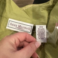 NWT Anna Maxwell 26W Lime Linen Blend 2pc Maxi Dress Shirt Set Floral Butterfly