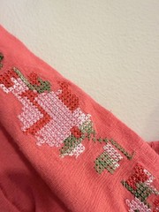 Forever Twenty One Pink Floral Embroidered V-Neck Smocked Maxi Dress Size M