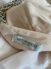 Viktor Rolf Long Maxi Gown IT 40 US 6 Peach Pink Rhinestone Silk 1940 Style 26”