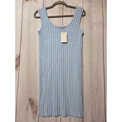 A New Day Womens Ribbed Knit Sleeveless Scoop Neck Midi Dress Light Blue Large