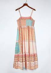 Multicolor Boho Patchwork Print Square Neck Sundress New S, M, L