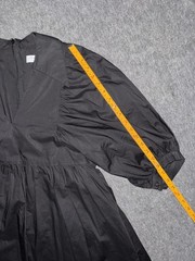 HUNTER BELL NY Dress size L Noah Mini Collared Puff Sleeve Black, Pockets