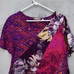 Soft Surroundings Dress Sz M Raspberry Rosaria Patchwork Boho Maxi