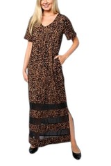 Colleen Lopez Women&rsquo;s EveryWear Mesh Insert Maxi Dress Leopard