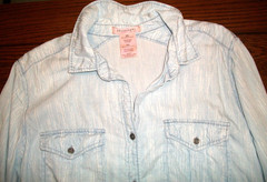 PHILOSOPHY SZ 2X SOFT BLUE BUTTON FRONT SHIRT DRESS~ROLL TAB SLEEVES~4 POCKETS~